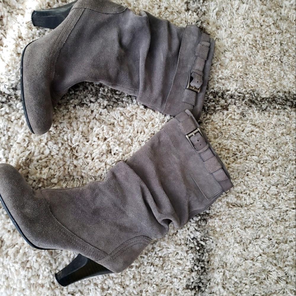 kelly & katie Suede, leather grey slouch boots